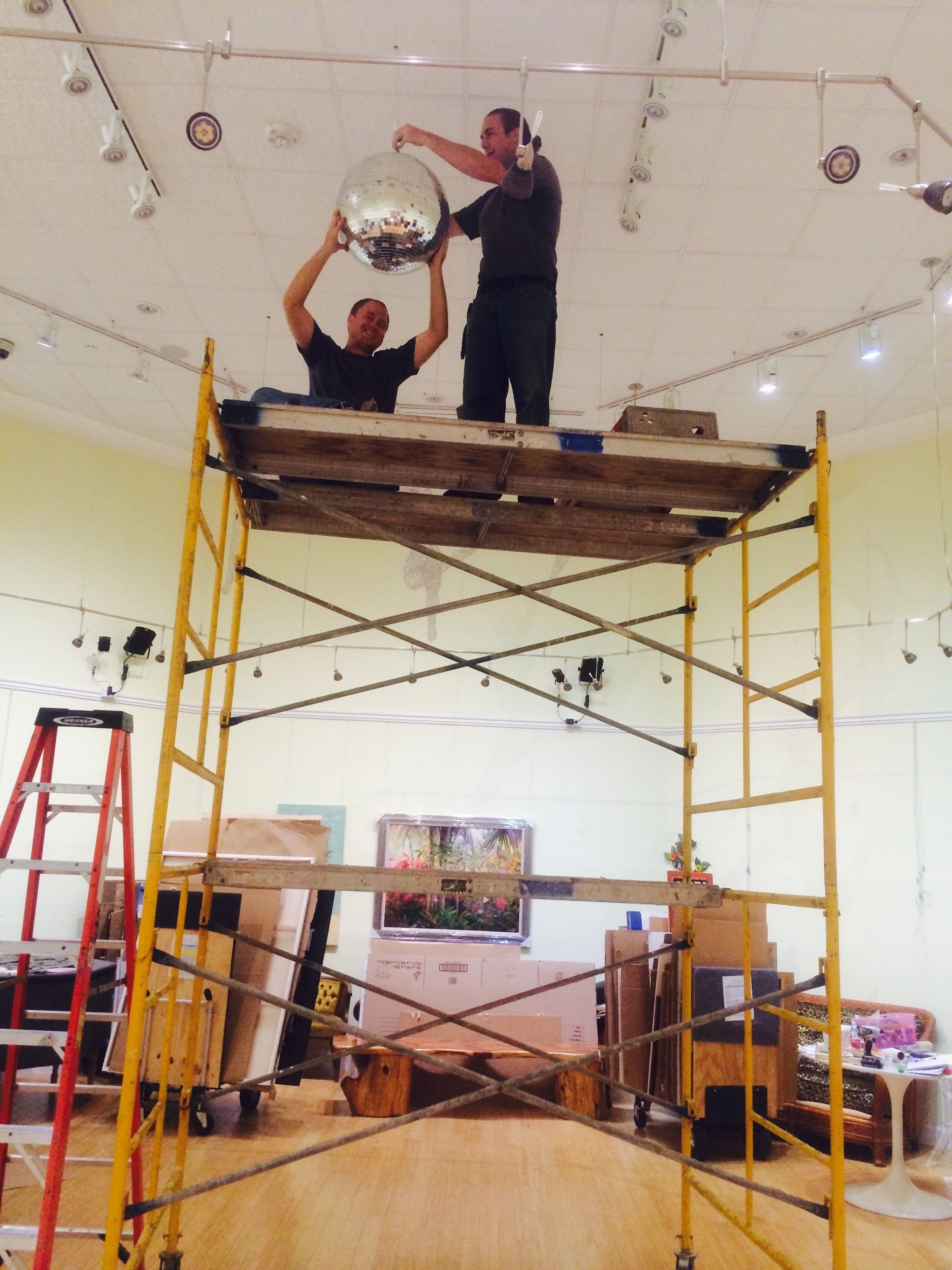 Before Re-opening Day, Electricians Installing Fixtures, 2014